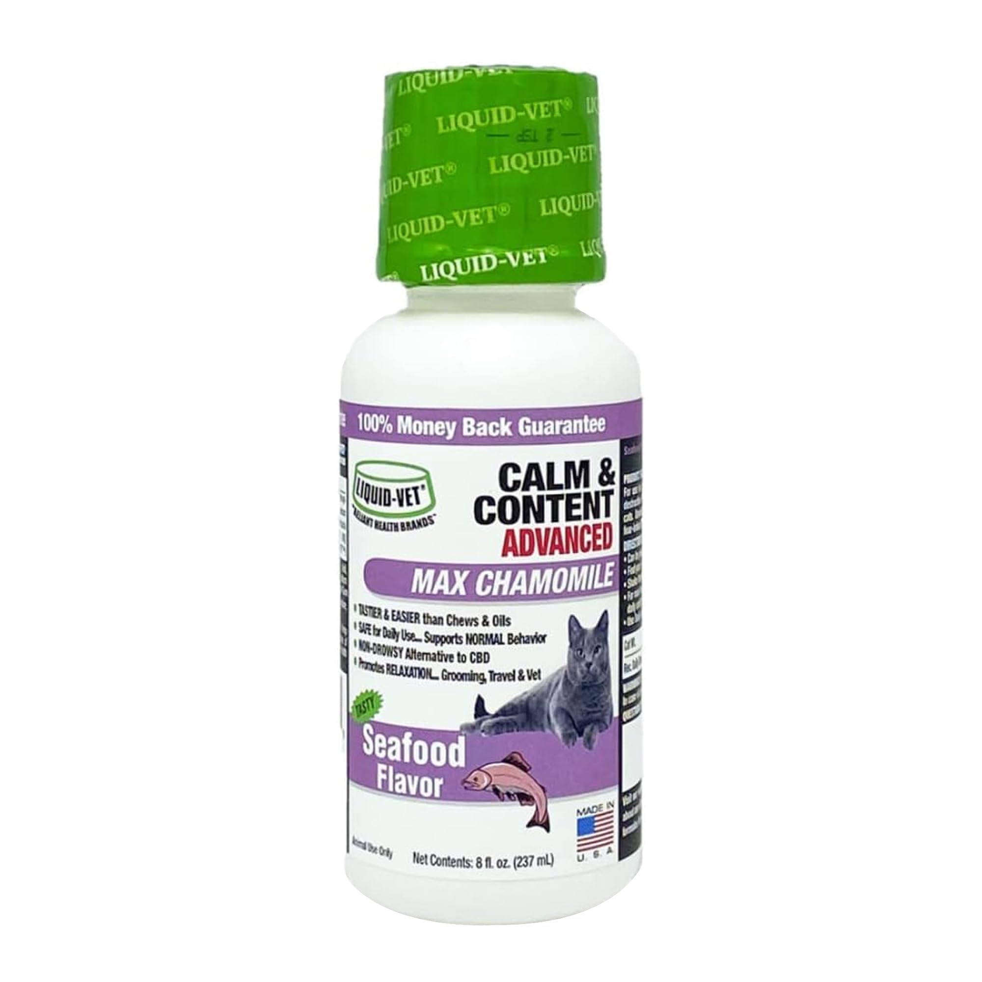 LIQUID-VET Advanced Cat Calming Care Formula with Chamomile & L-Theanine – Ultimate Cat Calm and Solution for Daily Mental Support and Relaxation