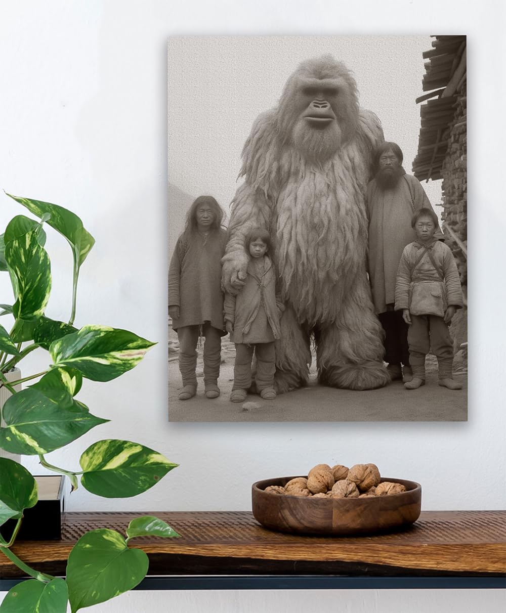 Amazon.com: Yeti Family Photo-28x36 Poster-Vintage Sepia Sasquatch