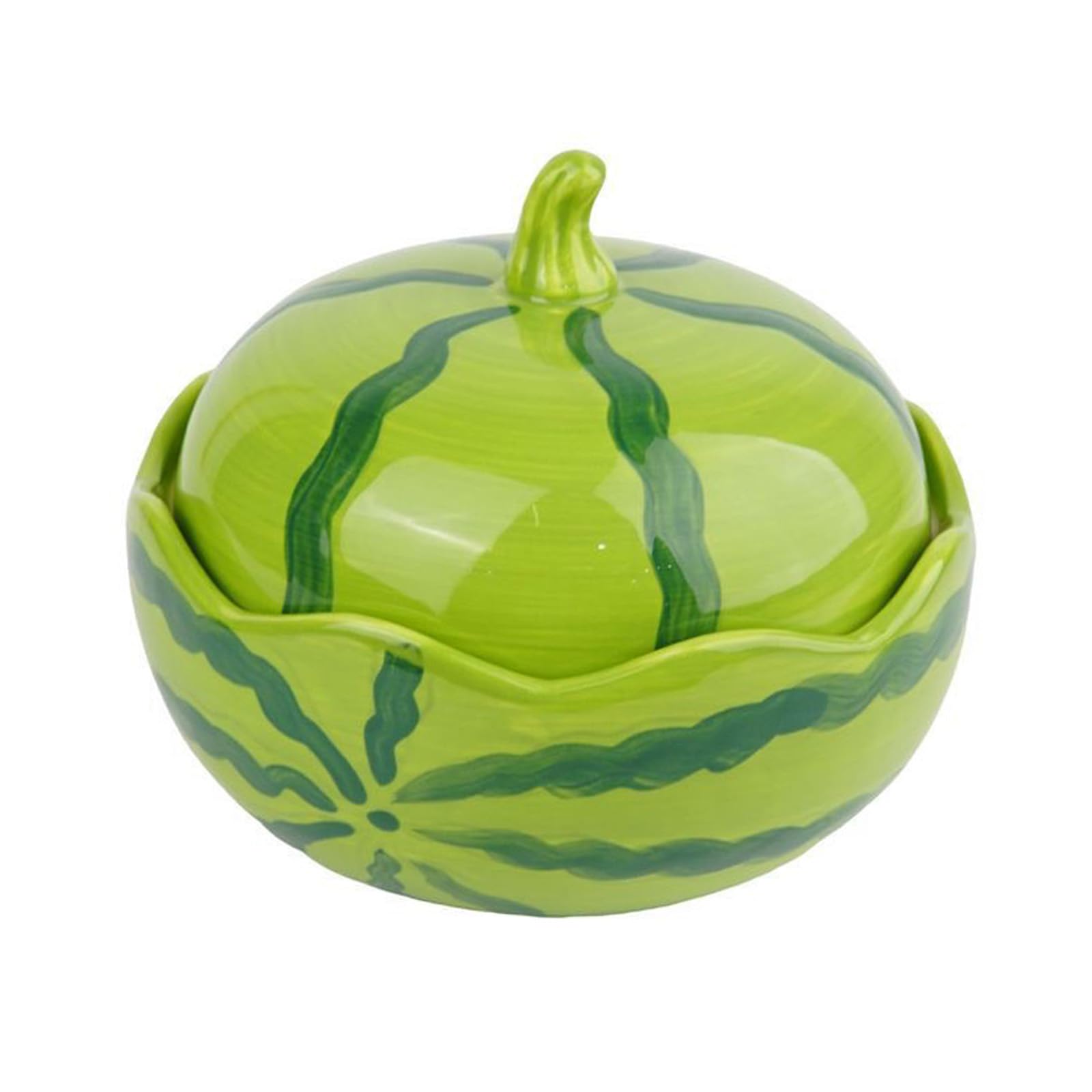 Jazuaiao Creative Watermelon Ceramic Soup Bowl with Lid Kitchen Tableware for Noodles and Hot Meals Lovely Watermelon Design Soup Bowl