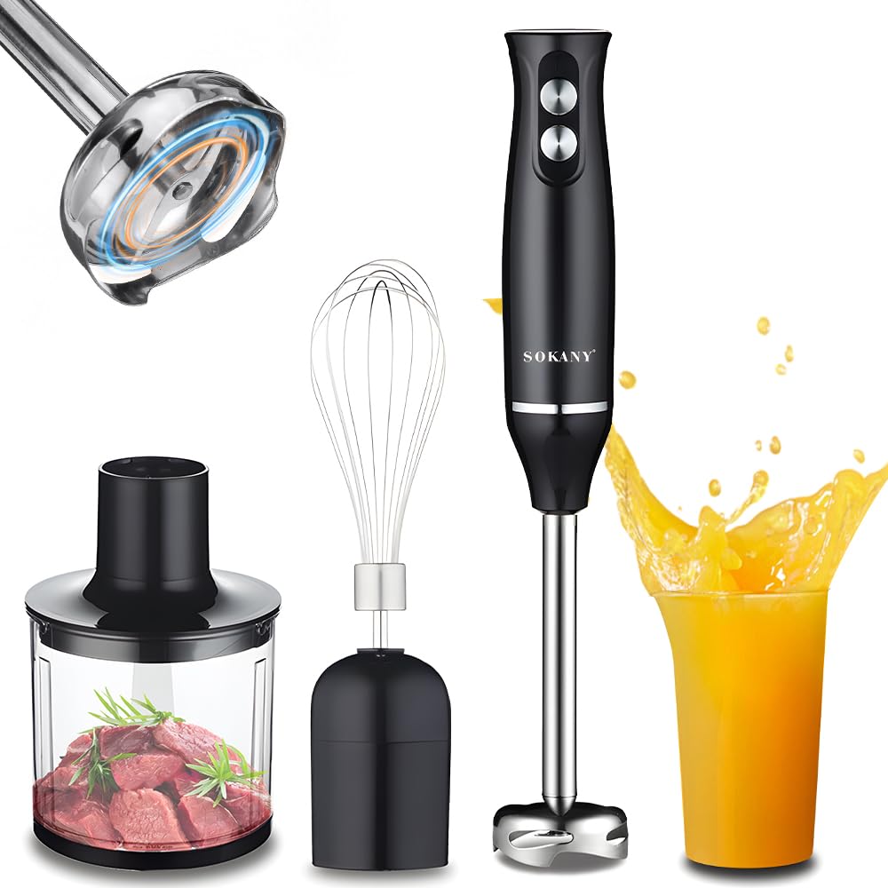 Mingzhe Zanurzeniowy Blender Ręczny 4 W 1 500 W 2 Prędkości Blender Sztyfcie ze Stali Nierdzewnej z trzepaczką do Jajek Rozdrabniacz Miska Miarka do Miksowania Zup Koktajle Żywność dla