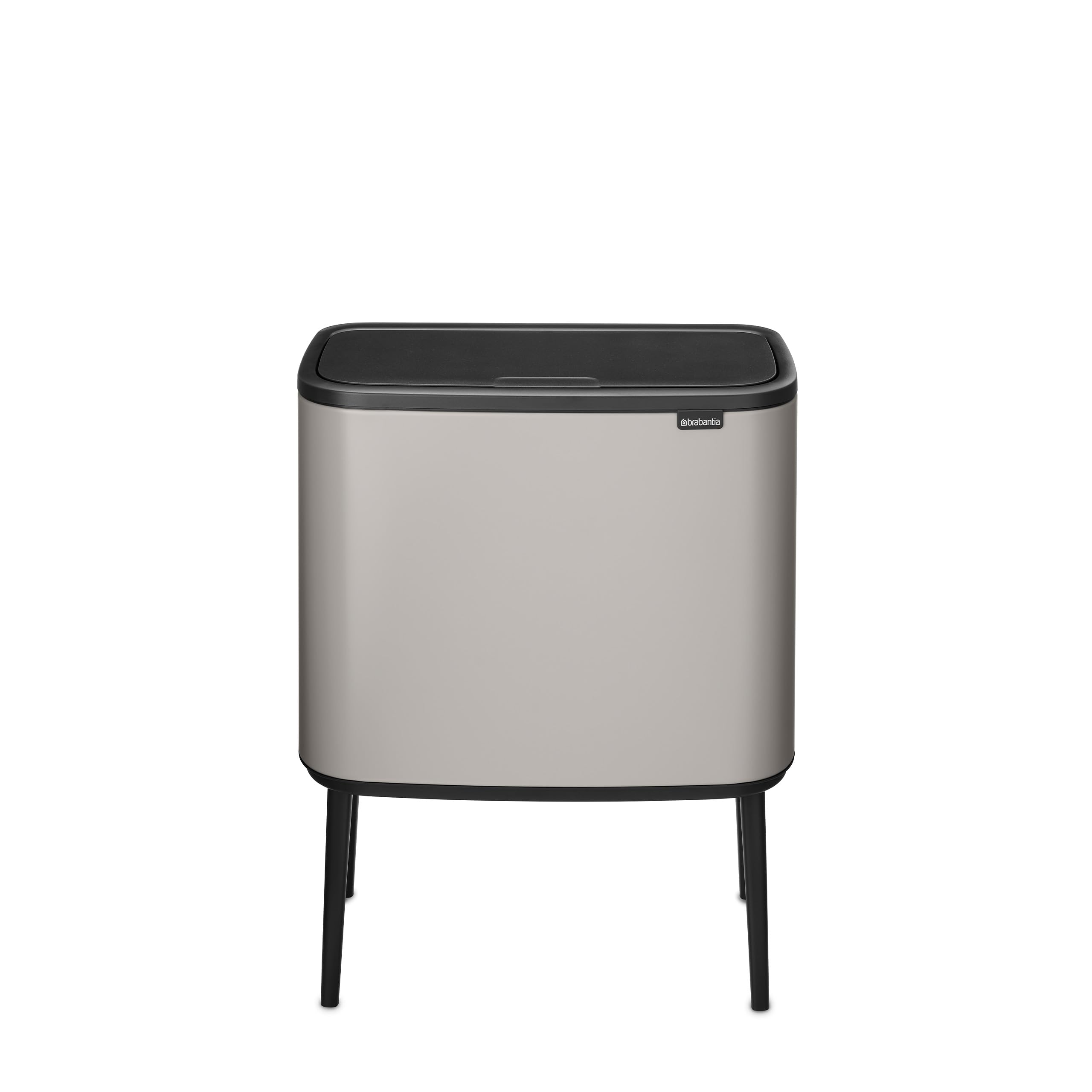 Brabantia Bo Touch Kitchen Bin 23+11L – Dual Compartment | Soft Touch Waste Separation with Inner Buckets | Freestanding Recycling Bin with Adjustable Legs | Soft Grey