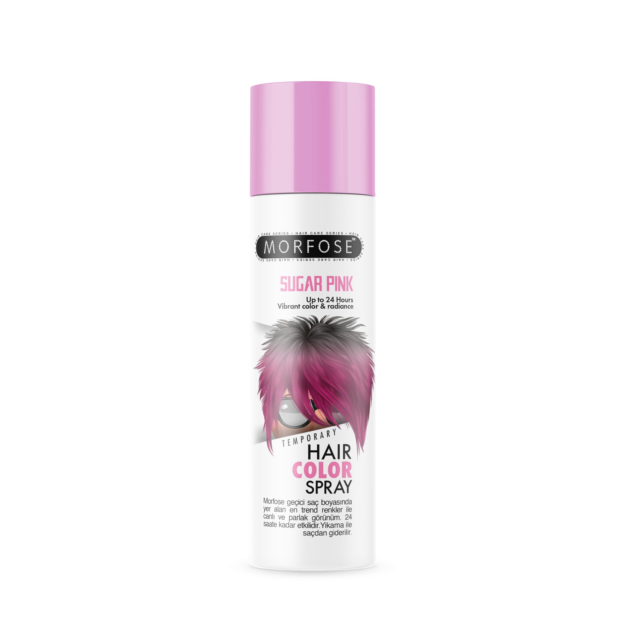 Morfose Sugar Pink Temporary Hair Color Spray 150 ml – tymczasowy lakier do włosów – trwałe i żywe kolory, trwałość do 24 godzin, łatwy do usunięcia po umyciu.