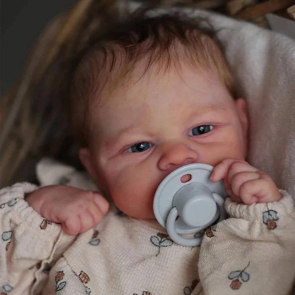 Zero pam Reborn Baby Lebensecht Mädchen Augen Offen-43CM Neugeborenen Babypuppen Wie Echt, Lebensechte Mädchen Puppe Mit Haaren, Reborn Puppe Ab 3 Jahre