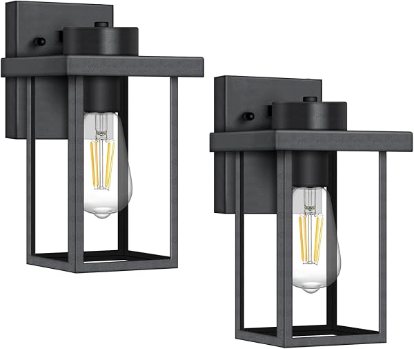 tewei Large Size Square Outdoor Wall Lantern, Modern Black Outdoor Light for House Waterproof Porch Lights Outdoor Wall 