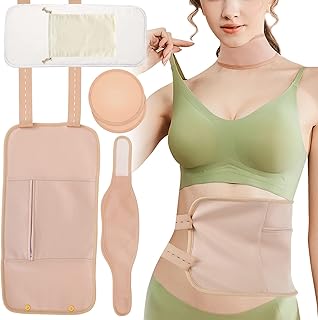 5Pcs Castor Oil Pack Wrap Kit for Waist and Thyroid Neck (Castor Oil Not Included), Reusable Organic Castor Oil Packs Kit Compress for Liver Detox, Stomach Kit, Thyroid Less Inflammation Insomnia