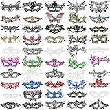 50 Pieces Lace Mask Masquerade Venetian Eyemask Halloween Woman Lace Mask for Halloween Masquerade Carnival Party Costume Ball(Multi Color)