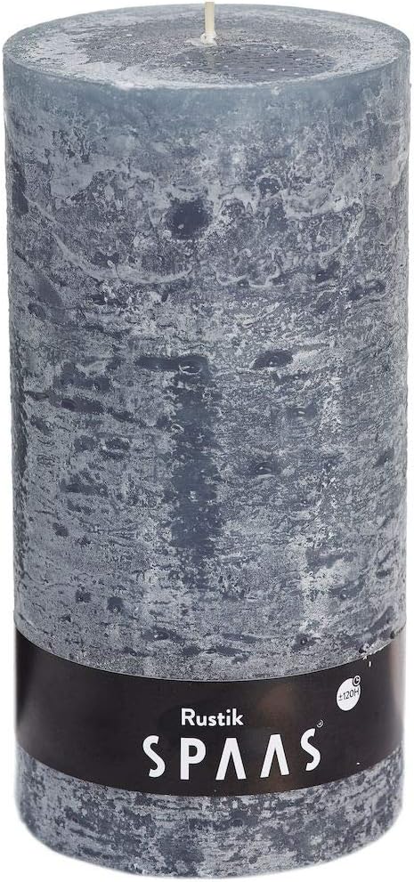 Spaas Rustic Unscented Pillar Candle 100/200 mm, 120 Hours, Grey