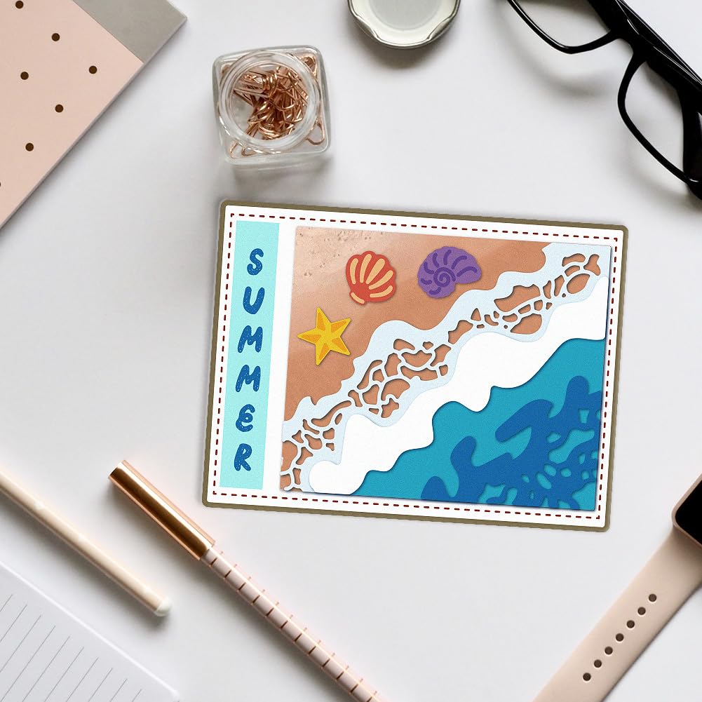 DELORIGIN Layered Ocean Waves Cutting Dies Embossing Template Carbon Steel Cutting Stencils Background Die Cuts for Greeting Card Making DIY Scrapbooking Invitation Photo Album - Image 3