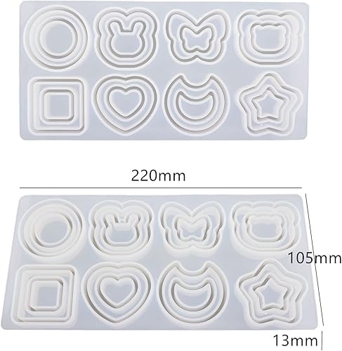 Miniatura 4 de Moldes de resina con 40 hojas de PVC, arenas movedizas, corazón, estrella, oso, conejo, luna, forma redonda, cuadrada, fundición, moldes de silicona