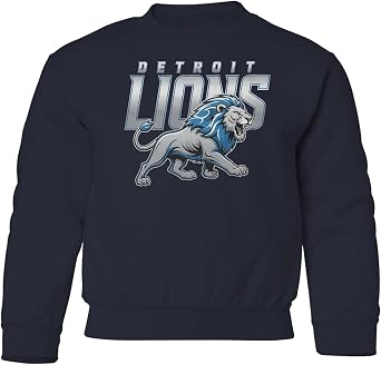 Lion Inspired Sports Graphic - Detroit Grit Tribute Youth Crewneck Sweatshirt