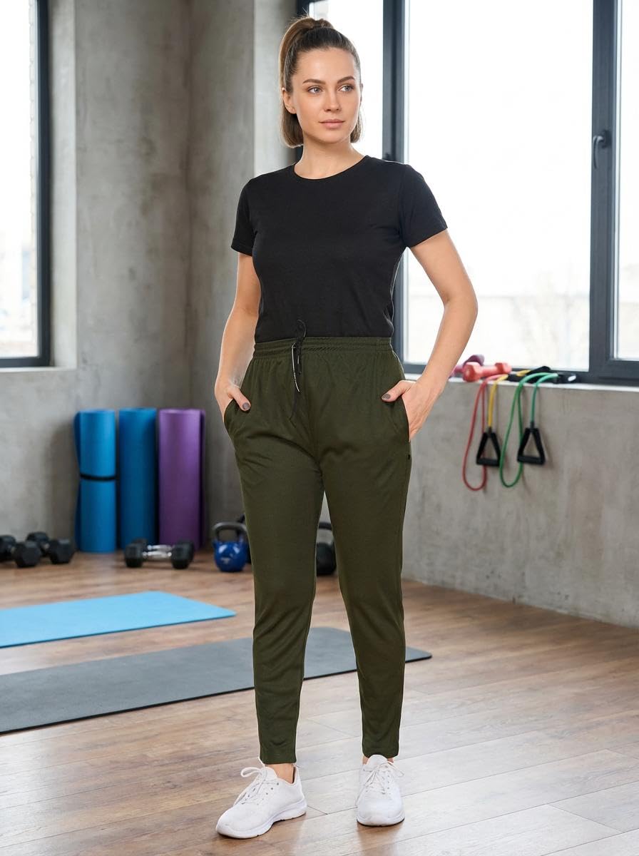 kashvi Women's Athletic Pants Running Workout Joggers Lightweight Gym Jogging Track Casual Trackpants with Pockets -AI_GRL_ST_TP223_XXL Green-picture-11