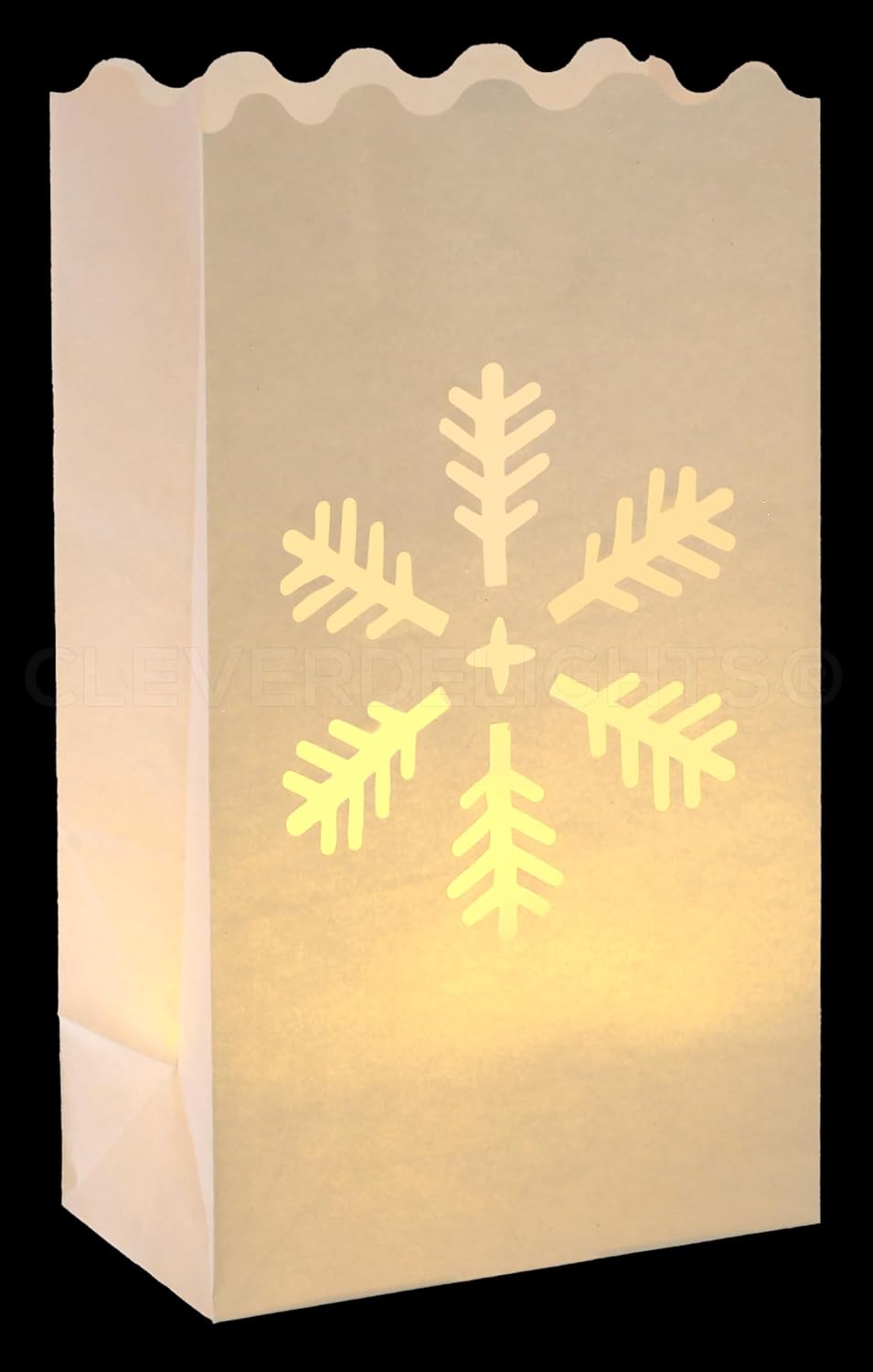 CleverDelights White Snowflake Luminary Bags - 100 Count - Christmas Holiday Luminaria