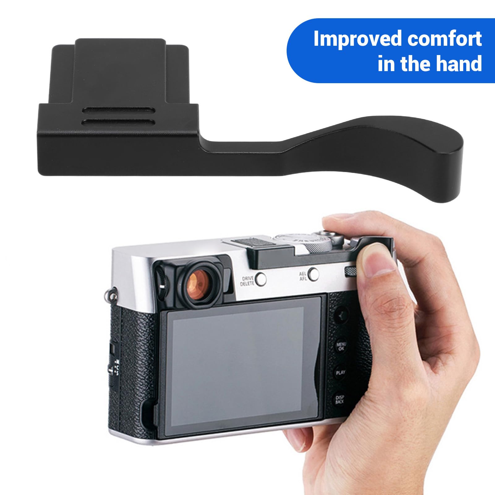 Metal Thumb Up Grip for X100VI X100V X100F XE3 XE4, Hot Shoe Thumb Up Rest Hand Grip, for Comfortable & Secure Hand Hold (Black)