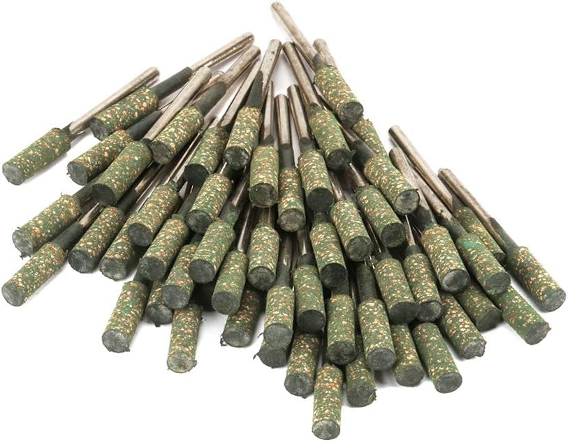 100Pcs 1/8" Shank Grinding Heads Abrasive Cylindrical-shaped Rubber Grinding Heads Rotary Tools Deburring Polishing - Head: 12mm
