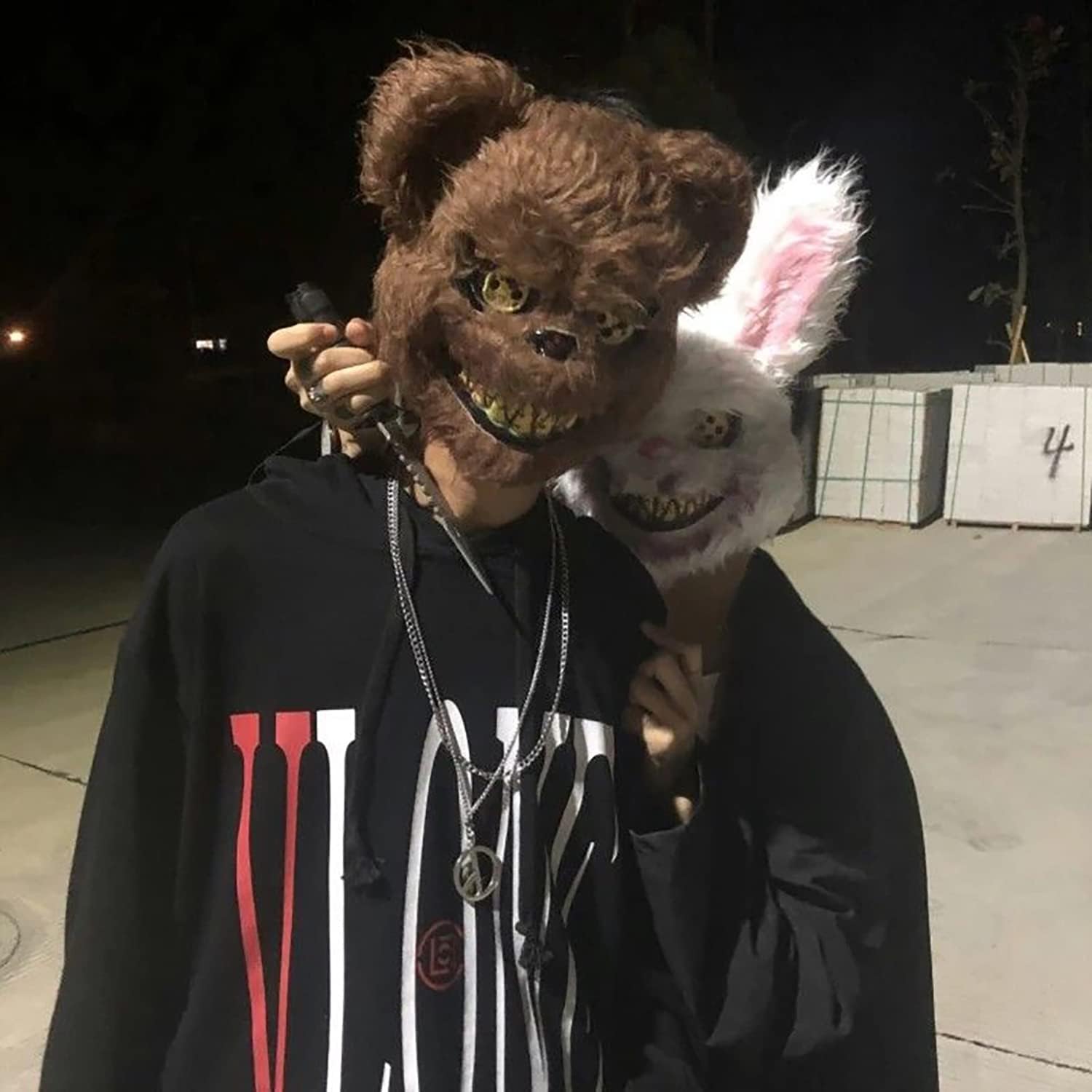 Bloody Bunny Mask Halloween Scary Women Mask, Latex Creepy Rabbit Costume Half Face Elastic Band Realistic Fur Horror Devil Cosplay Costume Mask Party Props