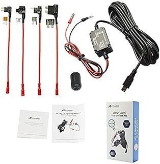 Dash Cam Hardwire Kit, Mini USB Hard Wire Kit 11.5ft with Acc, 12-24V to 5V 2A Car Dash Camera Charger Power Cord, Gift 4 Fuse Tap Cable with Battery Drain Protection for 24h Parking Monitor