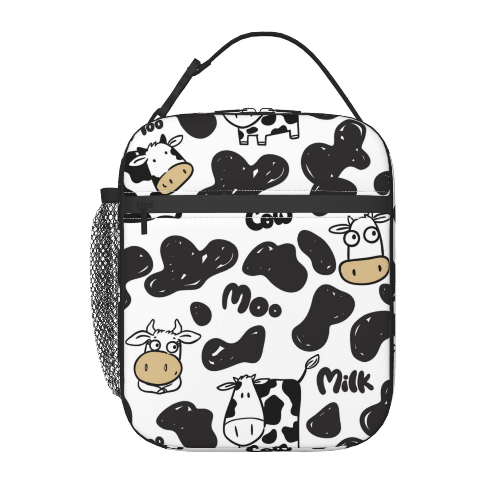 cromcu Insulated Lunch Box for Girls Men Boys Kids Women Cow Lunch Box for Work,Picnic,School,Travel,Hiking,Beach or Fishing Polyester Cow Print Theme Lunch Bag โ image 1
