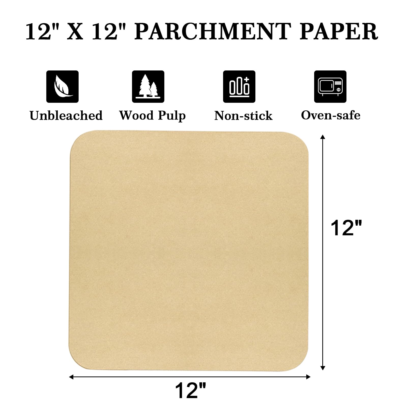 GOAUS Pergamentpapierbögen, 30,5 x 30,5 cm, quadratische Einwegeinlagen, für Luftfritteusen, Toaster, Ofen, ungebleichtes Backpapier, passend für Ninja, Cuisinart, Breville, Instant