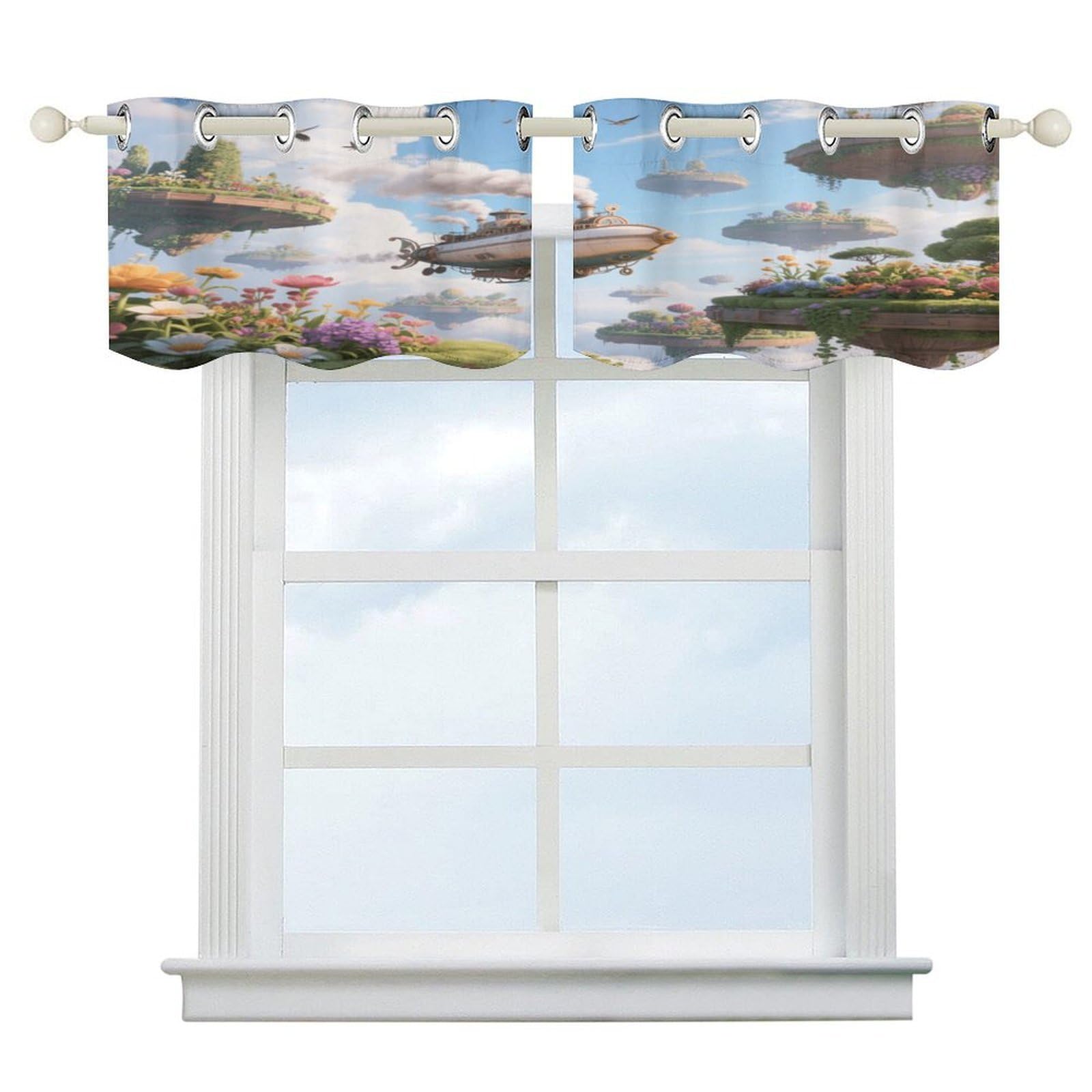Fekiloot Style Sky Garden Short Curtains Valance Curtain