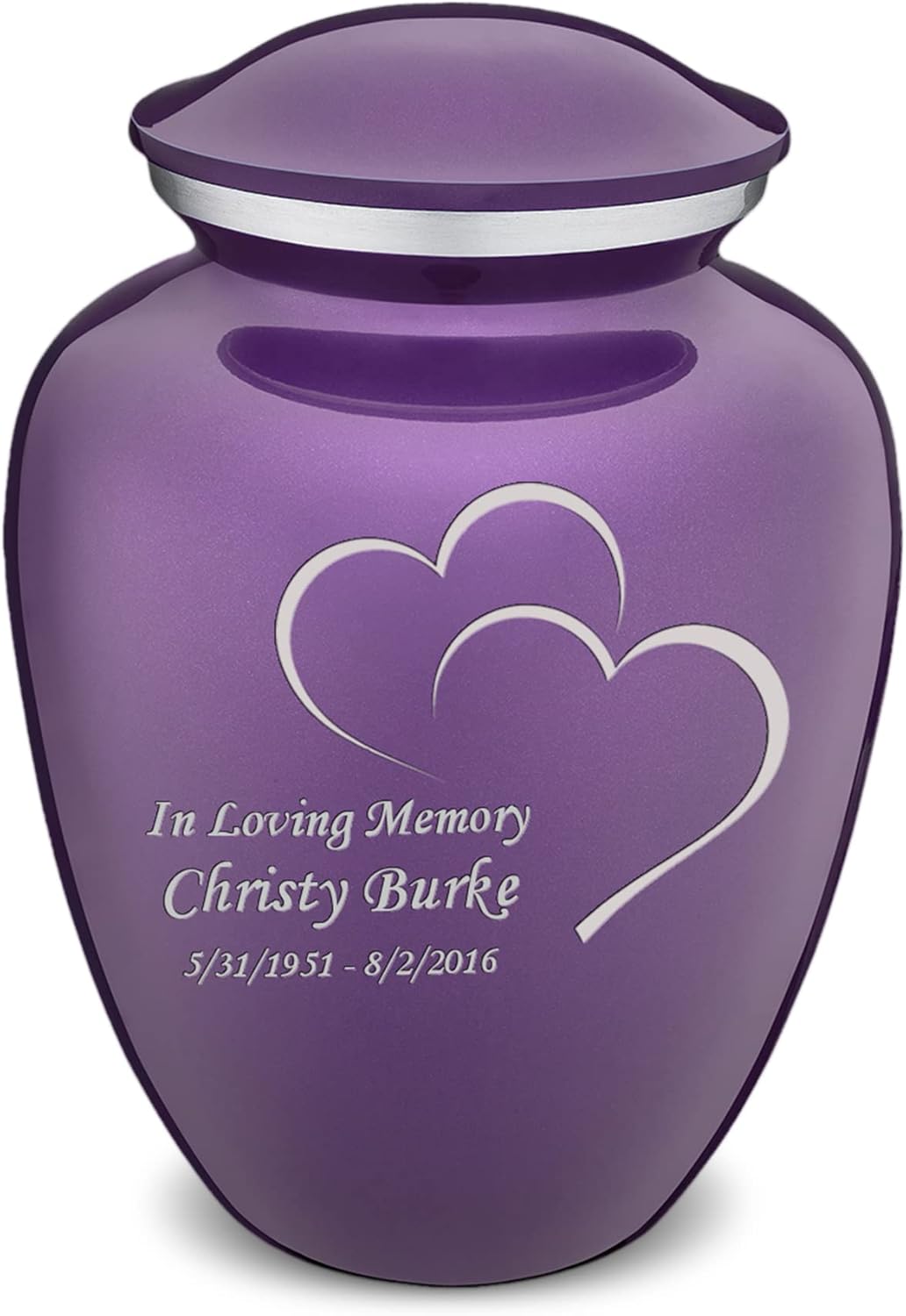 Geturns - Adult Personalized Heart Cremation Urns for Human Ashes I Large Purple Funeral Urn for Men and Women I 200 lbs
