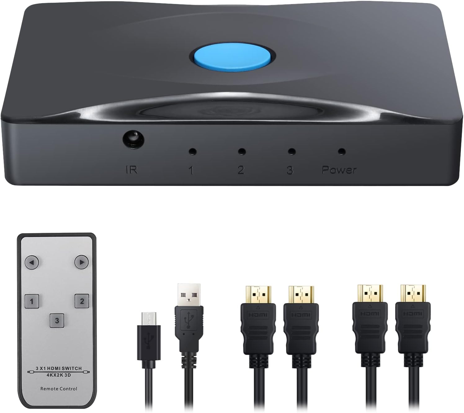 Commutateur HDMI 2.0 4K@120Hz 3 Entrées 1 Sortie Avec Télécommande - PS5 Switch PC