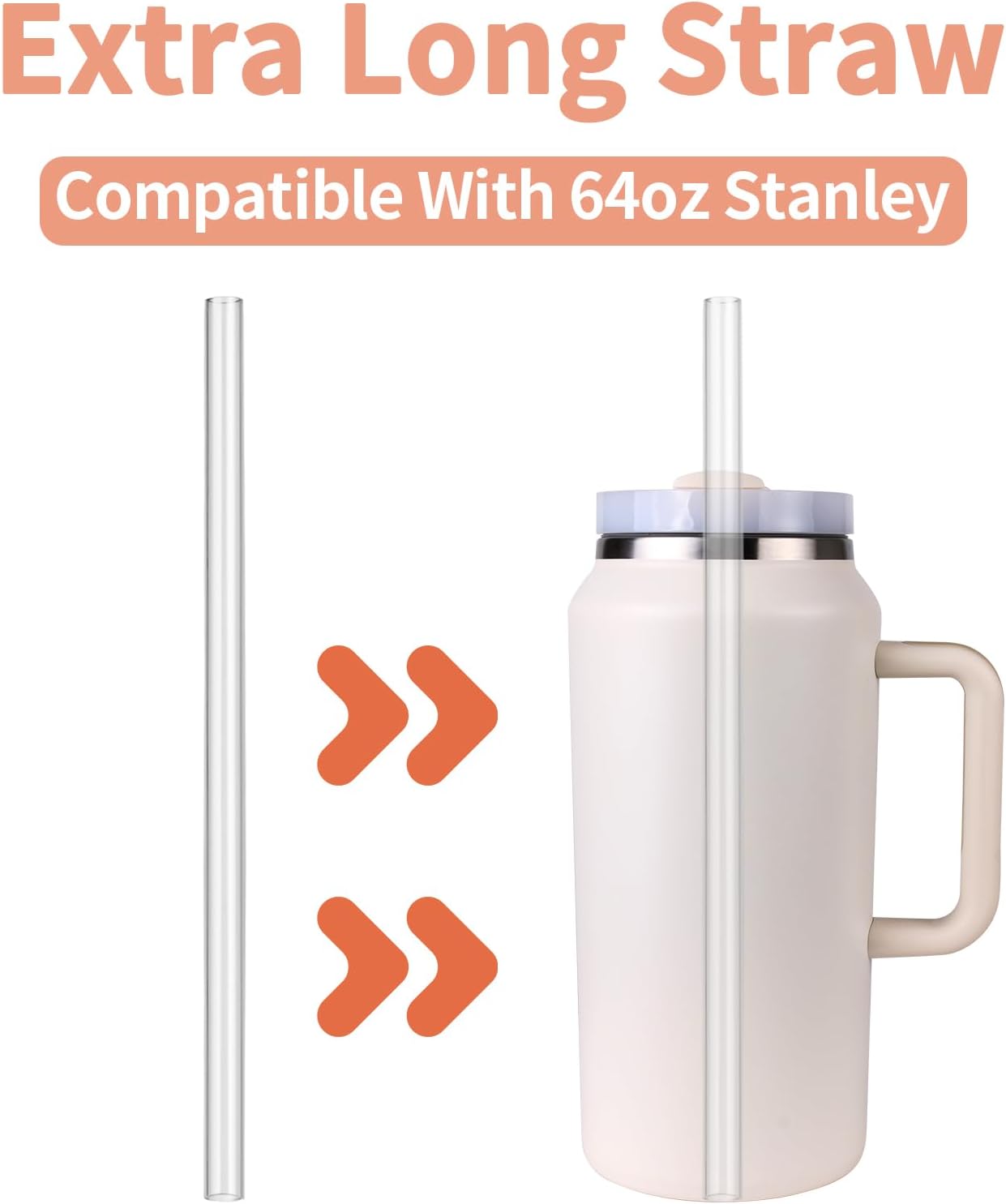 64oz Straw Compatible With Stanley, Extra Long Quencher, Cleaning Brush And Iceflow Flip Straw Tumbler 64 oz - Image 3
