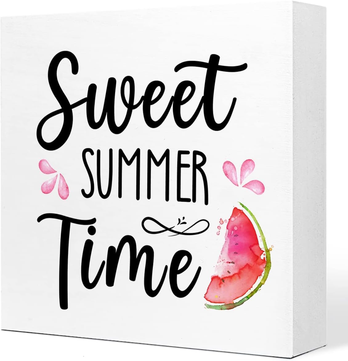 Sweet Summer Time Box Sign 7x7 Inch Watermelon Farmhouse Decor