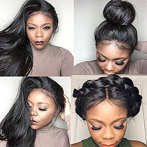 Dream Beauty Human Hair Straight full lace wig 100% Real Brazilian Hair Ombre Black Roots 1B 30 Color 130% Density Wig For Black Women (18 Inch, Natural color full lace wig)