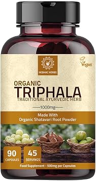 Triphala Capsules - Rich in Vitamin C & Antioxidants | with Goodness of Amla, Haritaki & Bibhitaki - 90 Capsules