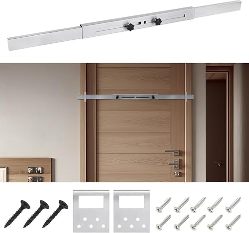 Miniatura 4 de Barra de seguridad para puerta (acero inoxidable, 2 juegos) para uso como barra de seguridad de puerta, cerradura de refuerzo de puerta, protege la