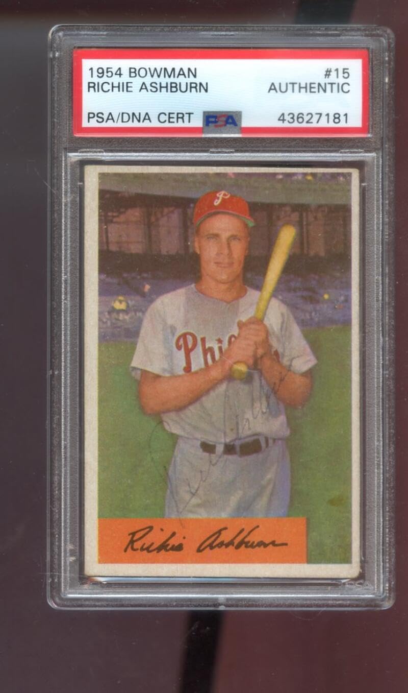 1954 Bowman #15 Richie Ashburn AUTO SIGNED Autograph Autographed Card PSA PSA/DNA Baseball MLB COA Philadelphia Phillies