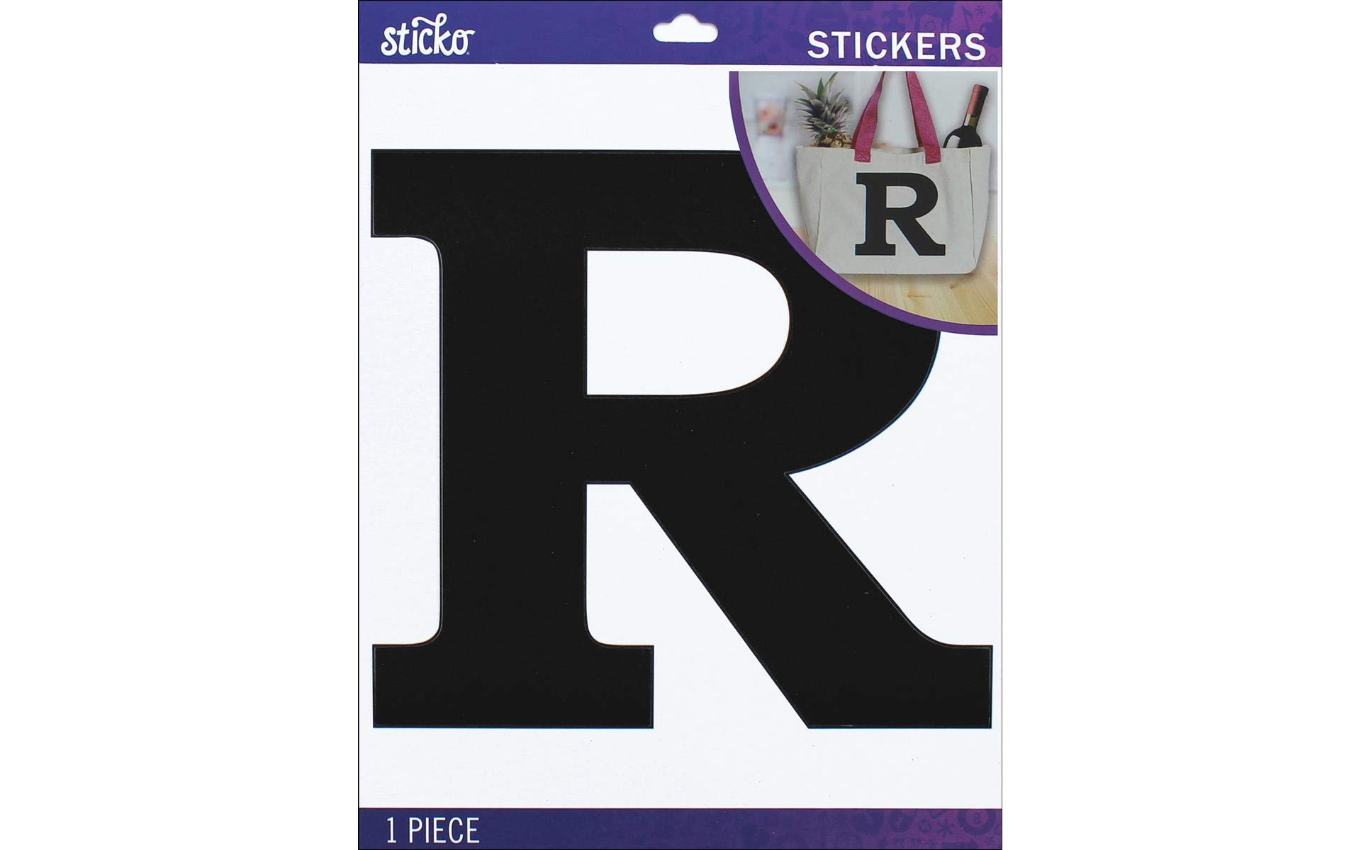 Sticko Jumbo Basic Black Monogram Stickers-R, Other, Multicoloured, 0.25x17.14x21.59 cm