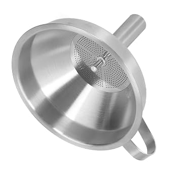 Stainless Steel Funnel with Strainer & Brush | Thickened Handle for Kitchen/Industrial / 3D Printing | Large Funnel for Casting Material/Oil/Liquid Transfer