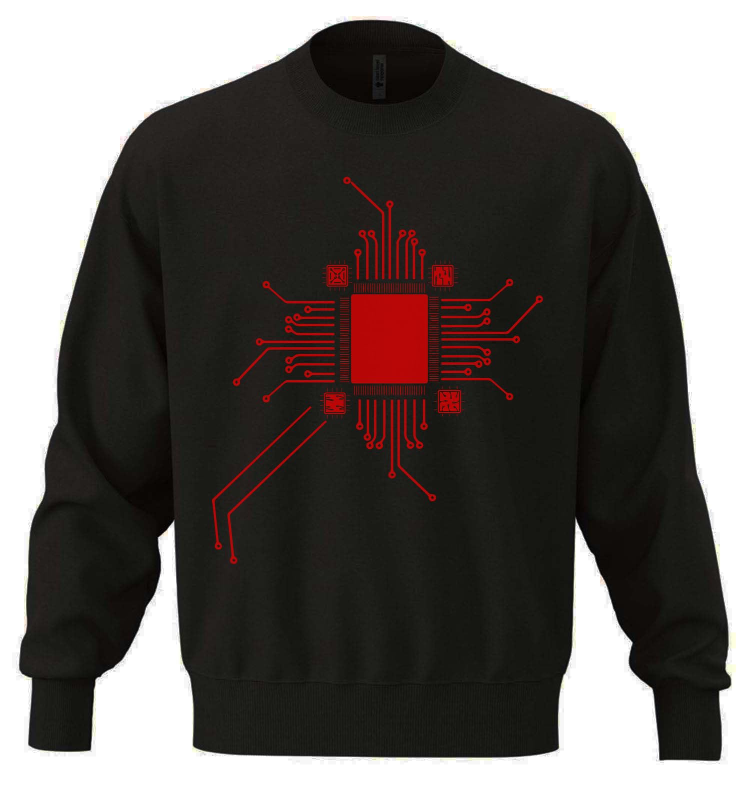 Geeky retro procesor i płyta główna grafika unisex oversize mieszanka bawełny ciężka bluza czarna