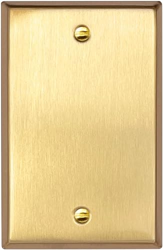 Rio Salto BRASS Signature Collection MIDSIZE Placa de Pared en Blanco de Metal Dorado de Tamaño Mediano, Cubierta de Salida en Blanco de Tamaño