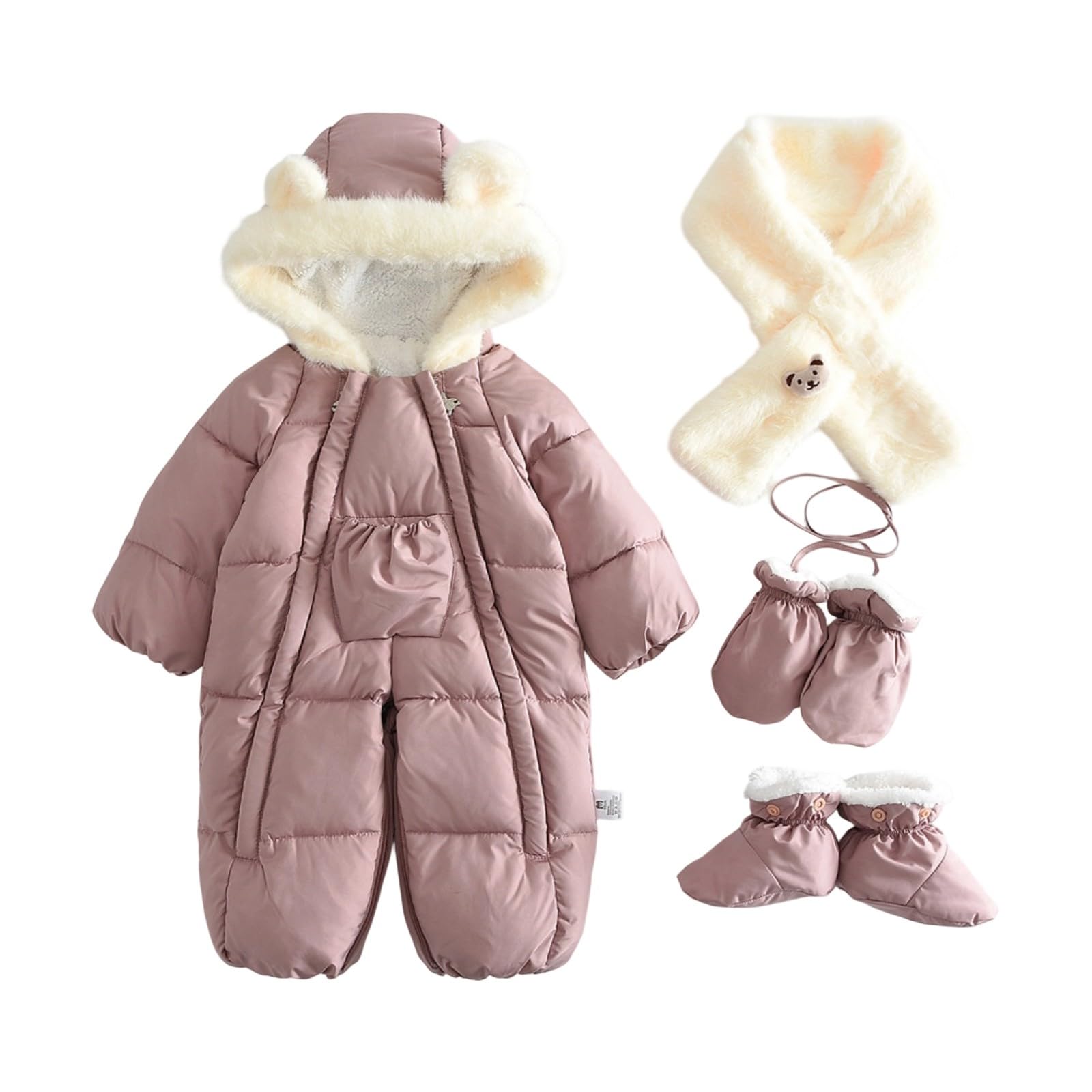 Schneeanzug Kinder Süß Verdickt Fleece Skianzug Warme Gefüttert Skioverall