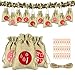 Produktbild Adventskalender zum Befüllen, Weihnachtskalender Jutesack Adventskalender Säck Geschenksäckchen Weihnachten Stoffbeutel Bastel 24 Stück Jutebeutel mit Kordelzug 1-24 Roter Aufkleber