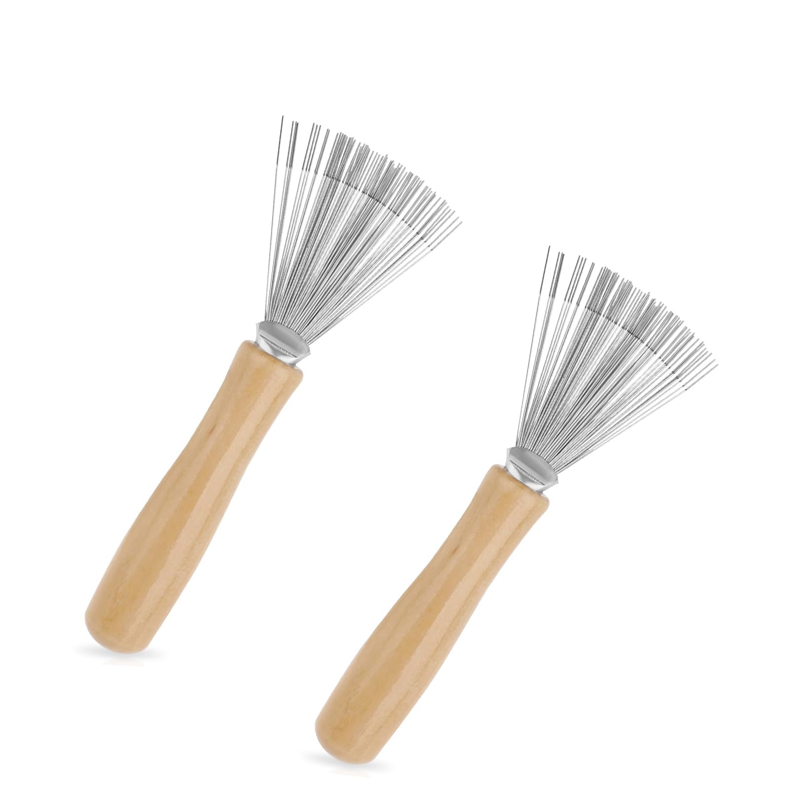 Weenwill Hair Brush Cleaner Tool,2 Pcs Hair Brush Cleaner Comb Cleaning Brush with Metal Wire Rake Wooden Handle Portable Hairbrush Cleaning for Removing Hairs Dust Dirt Lint Home Salon
