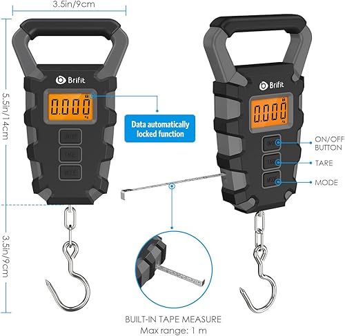 Miniatura 5 de AMIR Báscula de equipaje con gancho, báscula digital de pesca de 110 libras110.2 lbs, báscula eléctrica portátil para colgar con mango grande, 3