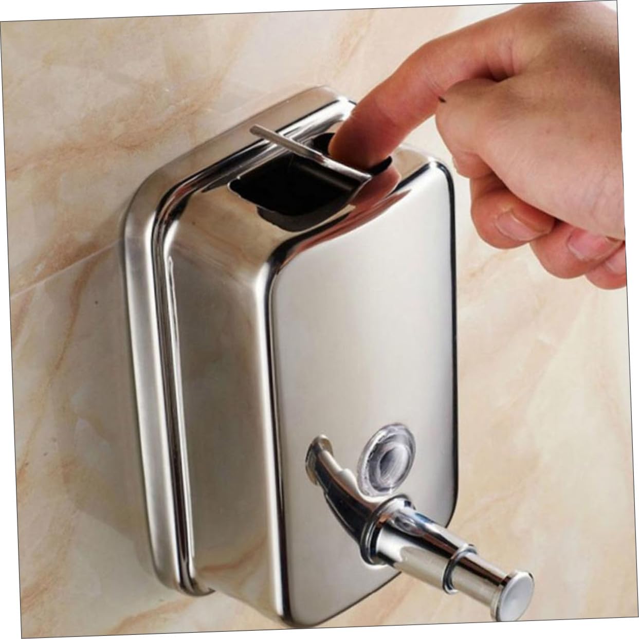 TOYANDONA Dispenser Sapone Liquido da Parete in Acciaio Acciaio Spesso Ricaricabile per Casa Hotel Bagno Shampoo Balsamo Crema Gel Doccia
