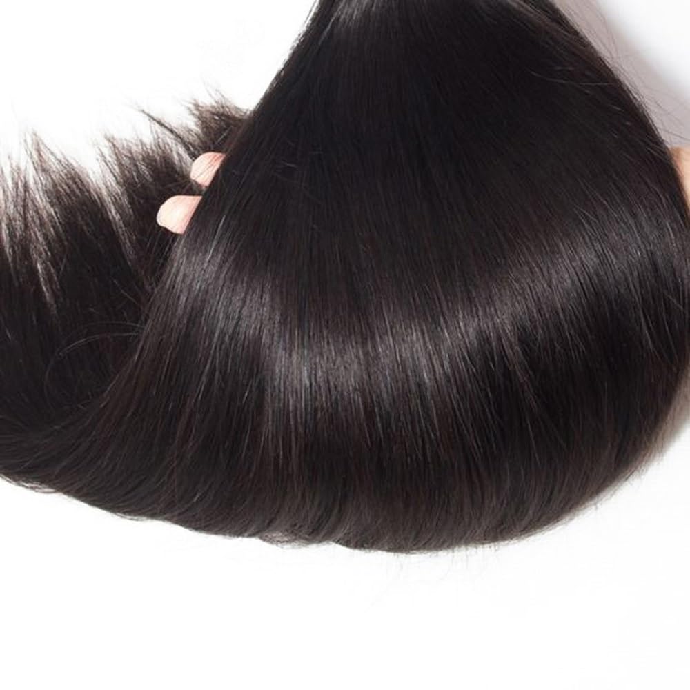 Straight Human Hair Bundles 1B Natural Black Perruques Extensions Double Weft Unprocessed Brazilain Remy Hair Weave Extension With Minimal Tangle 3 Bundles Total 300g 12 12 12 Inch