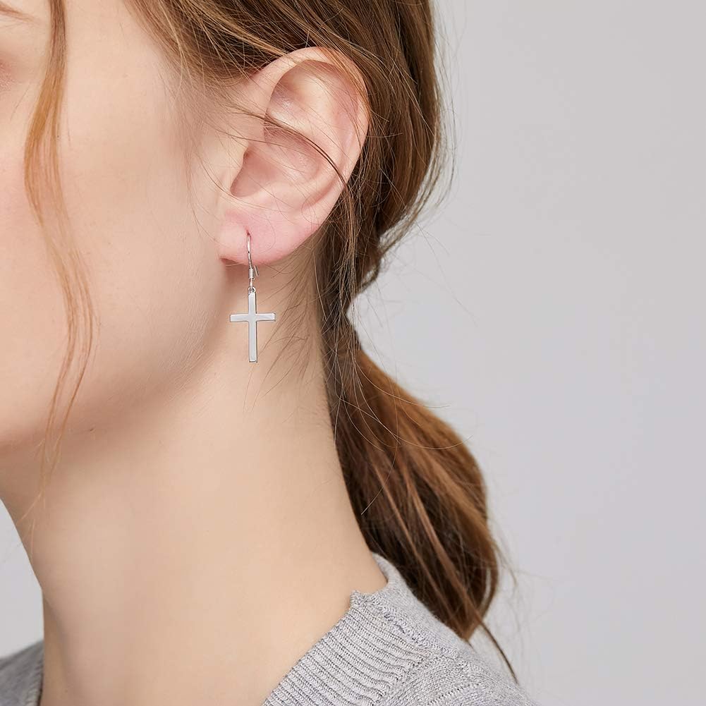 Han han 925 Sterling Silver Cross Earrings for Women and Men - Image 7