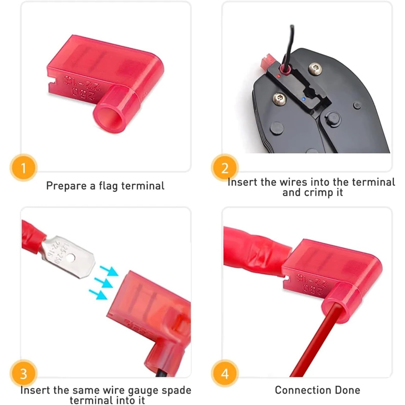 Cosses à sertir isolées, connecteurs de fils, 220 pièces, rapides femelles en nylon, électriques forme drapeau pour la terminaison divers câbles
