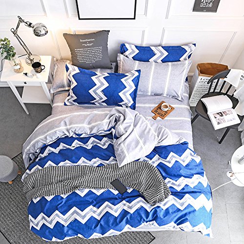Parure de lit 3 pièces d'été bleu sombre 200 * 200 cm facile à enfiler avec fermeture éclair
