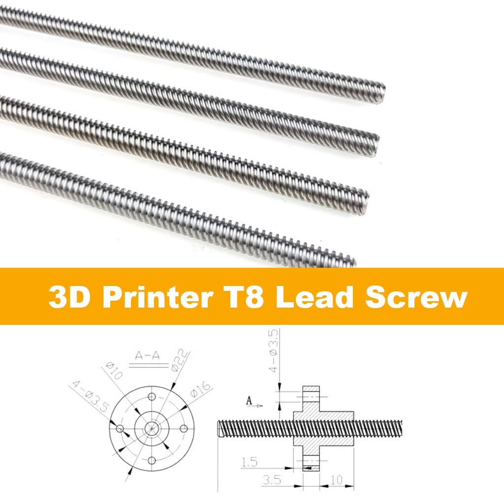 Trapezgewindemutter, T8-Leitspindel for CNC-3D-Drucker, Steigung 1 mm, 2 mm, 4 mm, 8 mm, Länge 100–1000 mm, Trapezgewindestange aus Edelstahl mit Kupfermutter, 1 Stück(Pitch 2mm Lead 4mm,600mm)