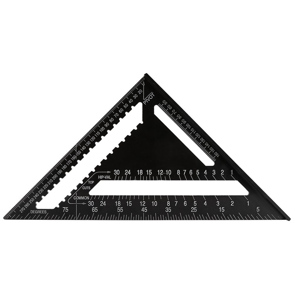Tyenaza Righello Quadrato a Triangolo 12 Pollici in Lega di Alluminio a Forma di Triangolo Righello Quadrato Strumento di misurazione per Falegname Ingegnere di precisione