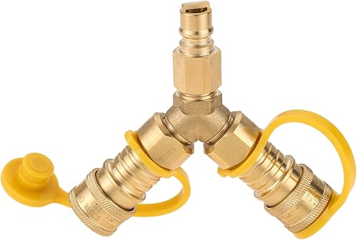 Adaptador de conexión/desconexión rápida de gas natural con divisor en Y de 3/8 pulgadas, adecuado para sistemas de gas natural o propano de baja
