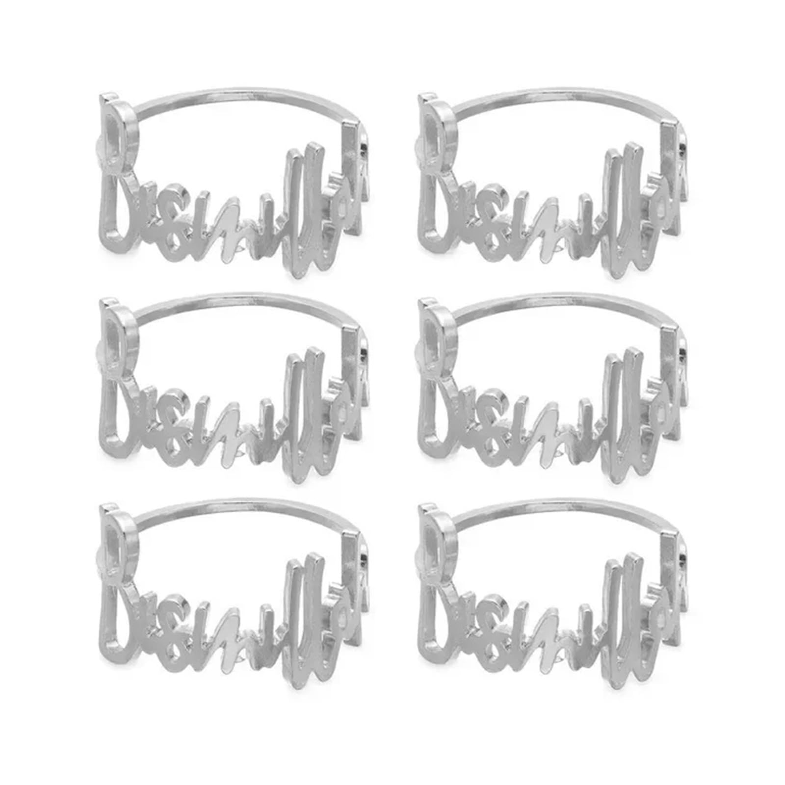 Napkin Rings 6Pcs Napkin Rings Gold Alloy Party(6PCS sliver)