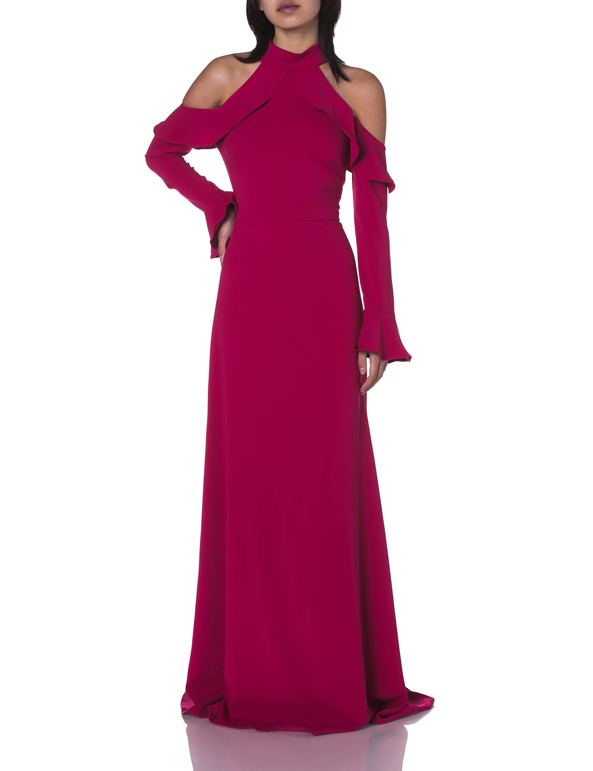 ML Monique Lhuillier Women's Cold Shoulder Long Sleeve Gown Dress