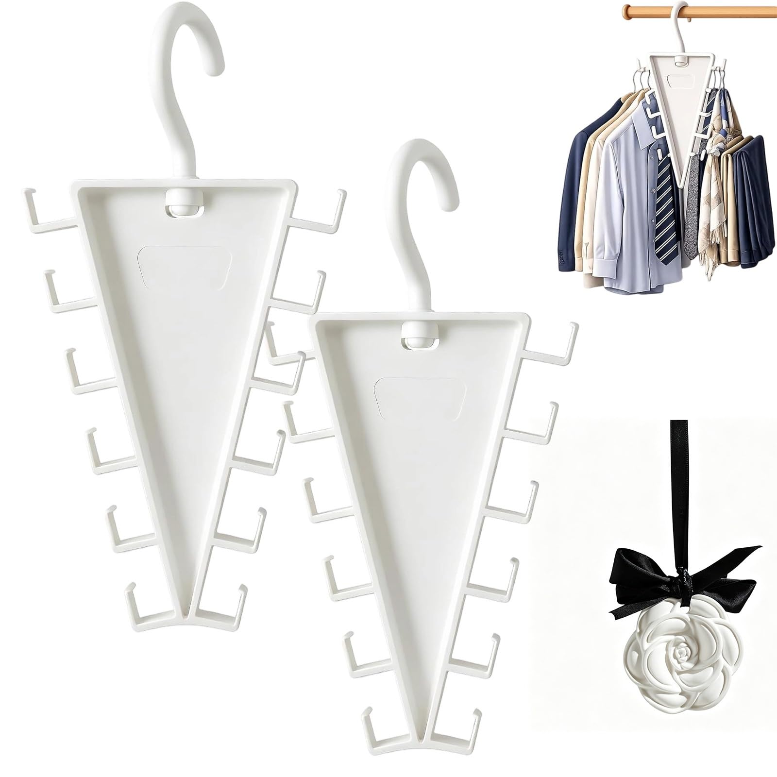 Fisiorest 2Pcs Multi-Functional V-Shaped Double Sided Hanger Storage Rack, Hangers For Clothes Space Savers, 360° Rotating Multifunctional Dormitory Organizer For Pants, Hats, Scarves, Suit, Dress(2Pcs)
